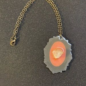 Crystal pendant cameo frame necklace